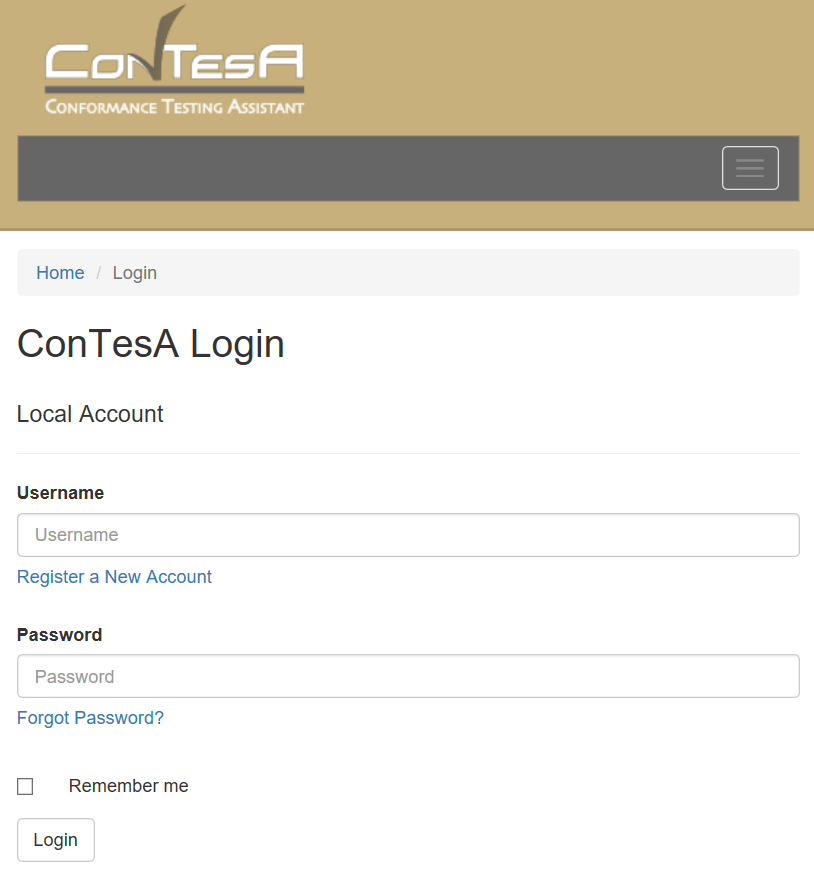 Image of the ConTesA Login Page